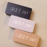 Wooden Digital LED Alarm Clock with Temperature Display