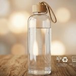 Eco Friendly Small Neck Glass Sport Drink Water Bottle with Bamboo Lid 250ml