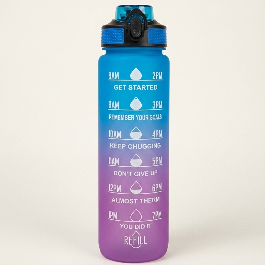 Gemini_Generated_Image_oxuwi9oxuwi9oxuw Motivational Plastic Frosted Sports Water Bottle With Time Marker BPA Free 1000ml - Image 1