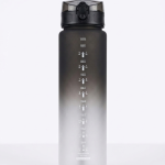 Motivational Fitness Sports Water Bottle with Straw 1000ml Leak-Proof BPA Free PC Plastic
