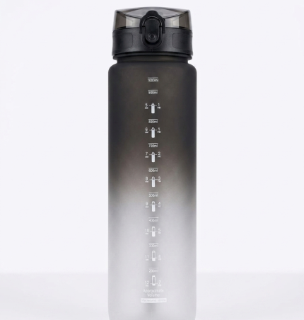 Motivational Fitness Sports Water Bottle with Straw 1000ml Leak-Proof BPA Free PC Plastic