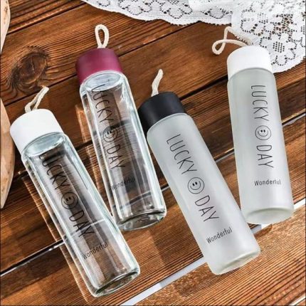 Lucky Day Glass Water Bottle – Portable Stylish Drinking Bottle