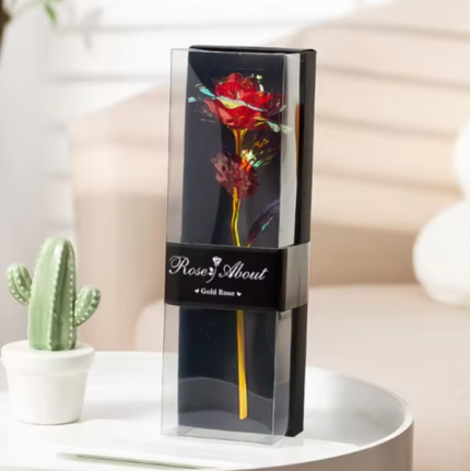 Gold Foil Rose Flower Galaxy Rose With PVC Gift Box